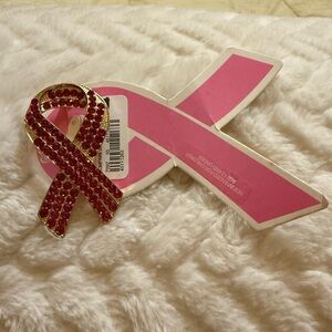 Gold and Red Ribbon Brooch